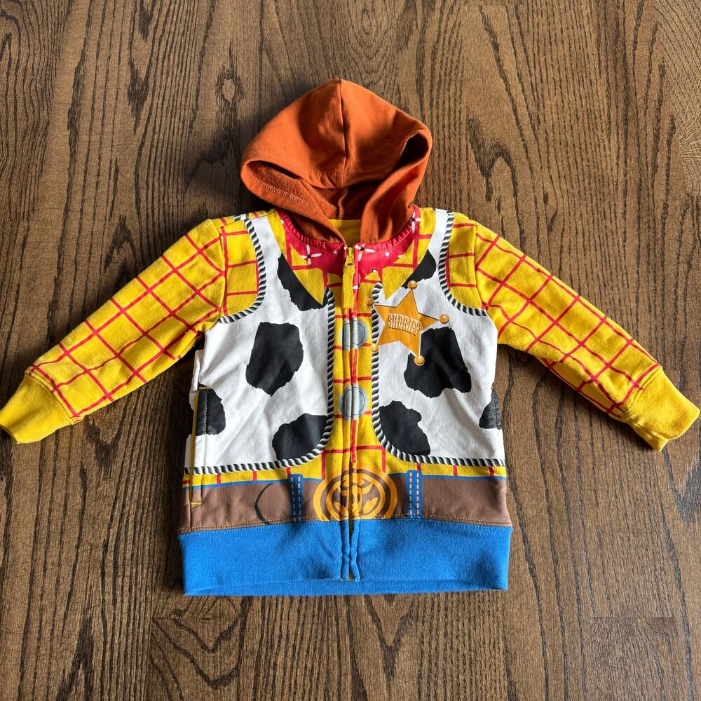 Disney Toy Story Woody Hoodie Toddler Boys Size 3T Sheriff Cow Cowboy Hat